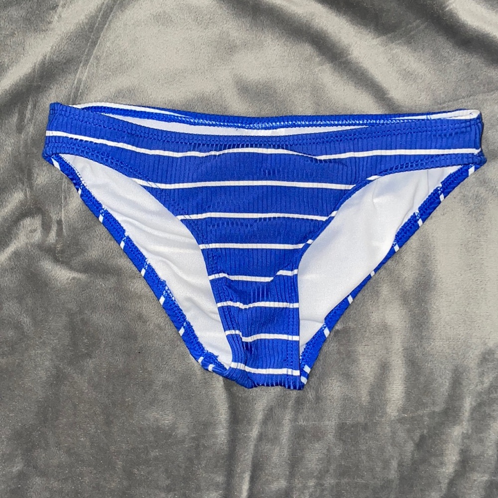 Blue and White striped cheeky bikini bottom